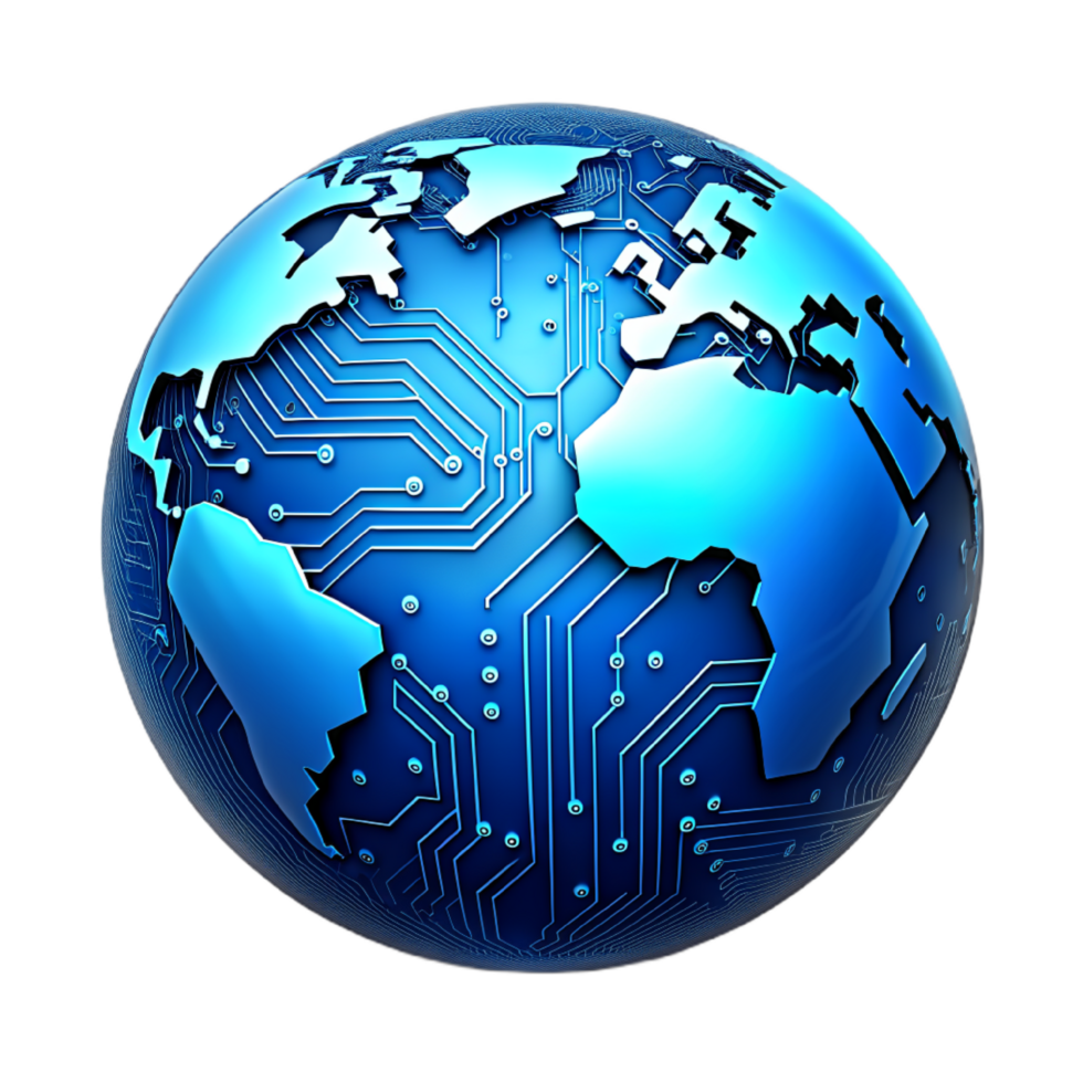 AI generated 3d world global network digital technology png