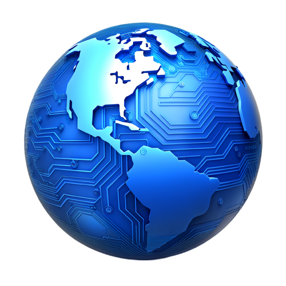 AI generated 3d world global network digital technology png