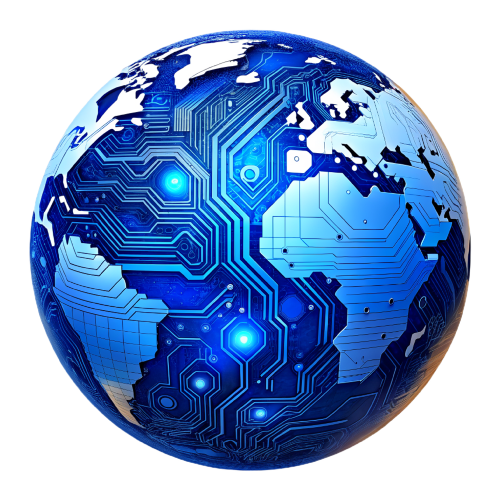 AI generated 3d world global network digital technology png