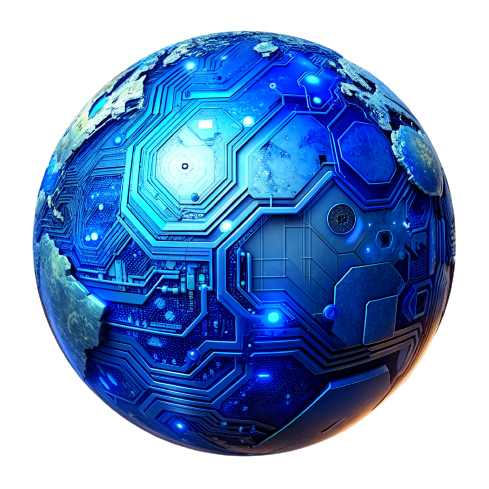 AI generated 3d world global network digital technology png