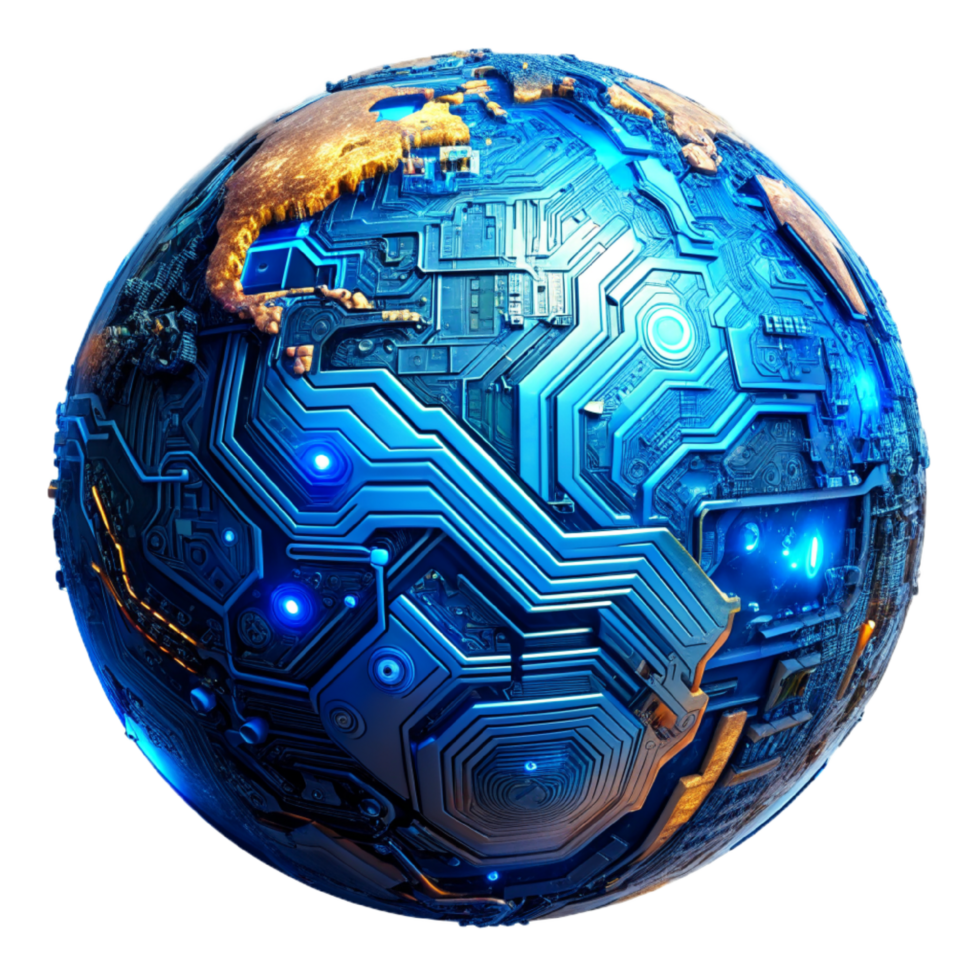 AI generated world global network digital technology png