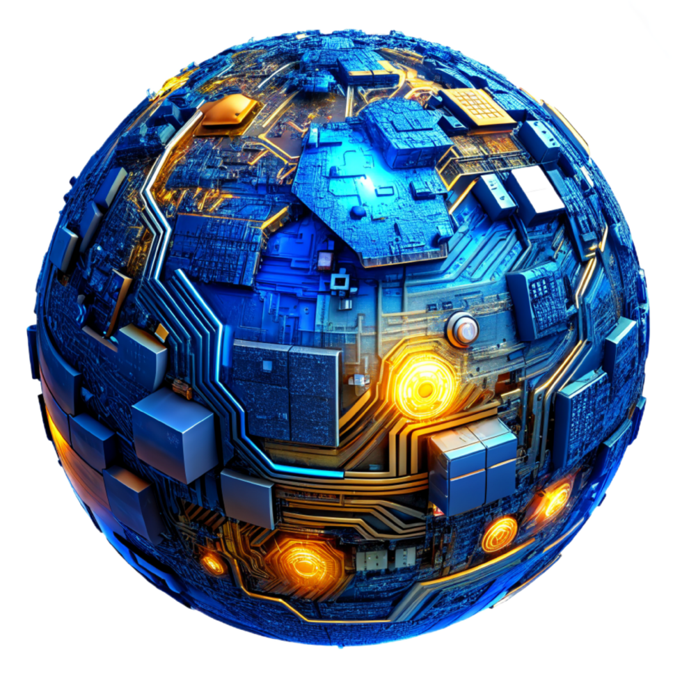 AI generated world global network digital technology png