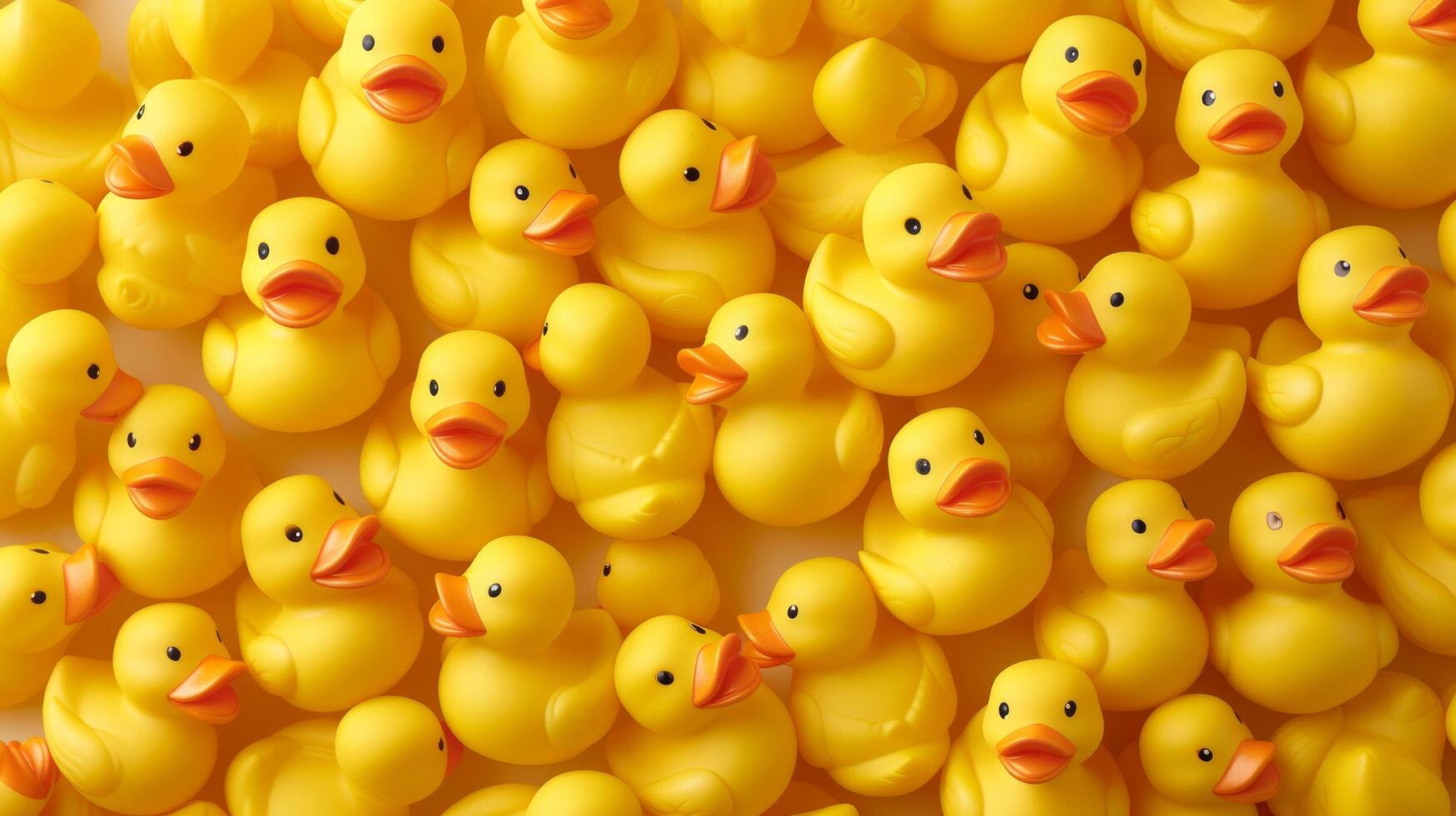 AI generated Background made of many yellow rubber ducks photo