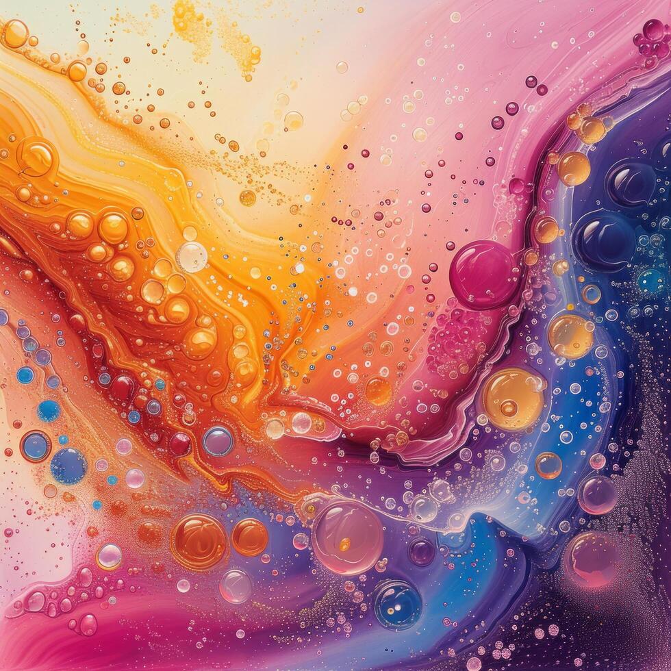 AI generated Vibrant colors and fizzing bubbles create a lively and dynamic composition photo