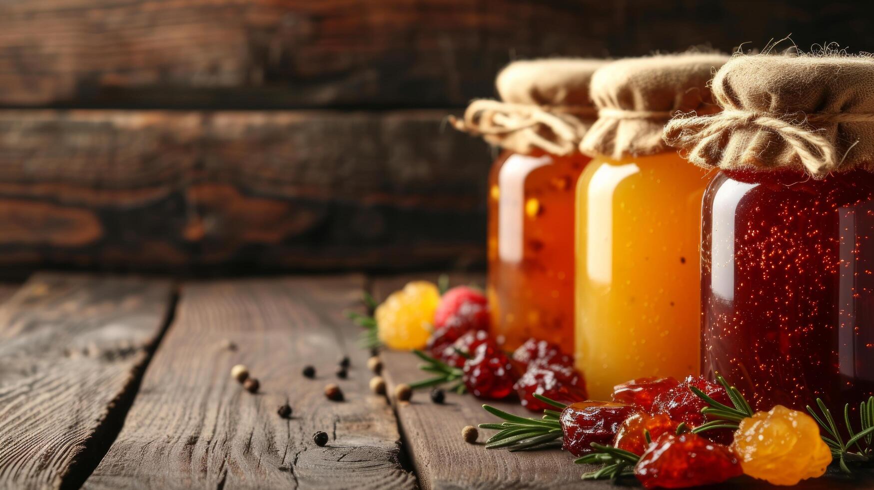 AI generated Clean and minimalist scenes adorned with jars of artisanal jams, invoking a feeling of calmness and serenity photo