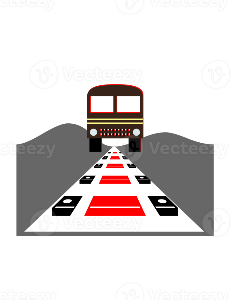 Front View of bus silhouette. graphic concept of back to school learning for kids and signboards, PNG on isolated background