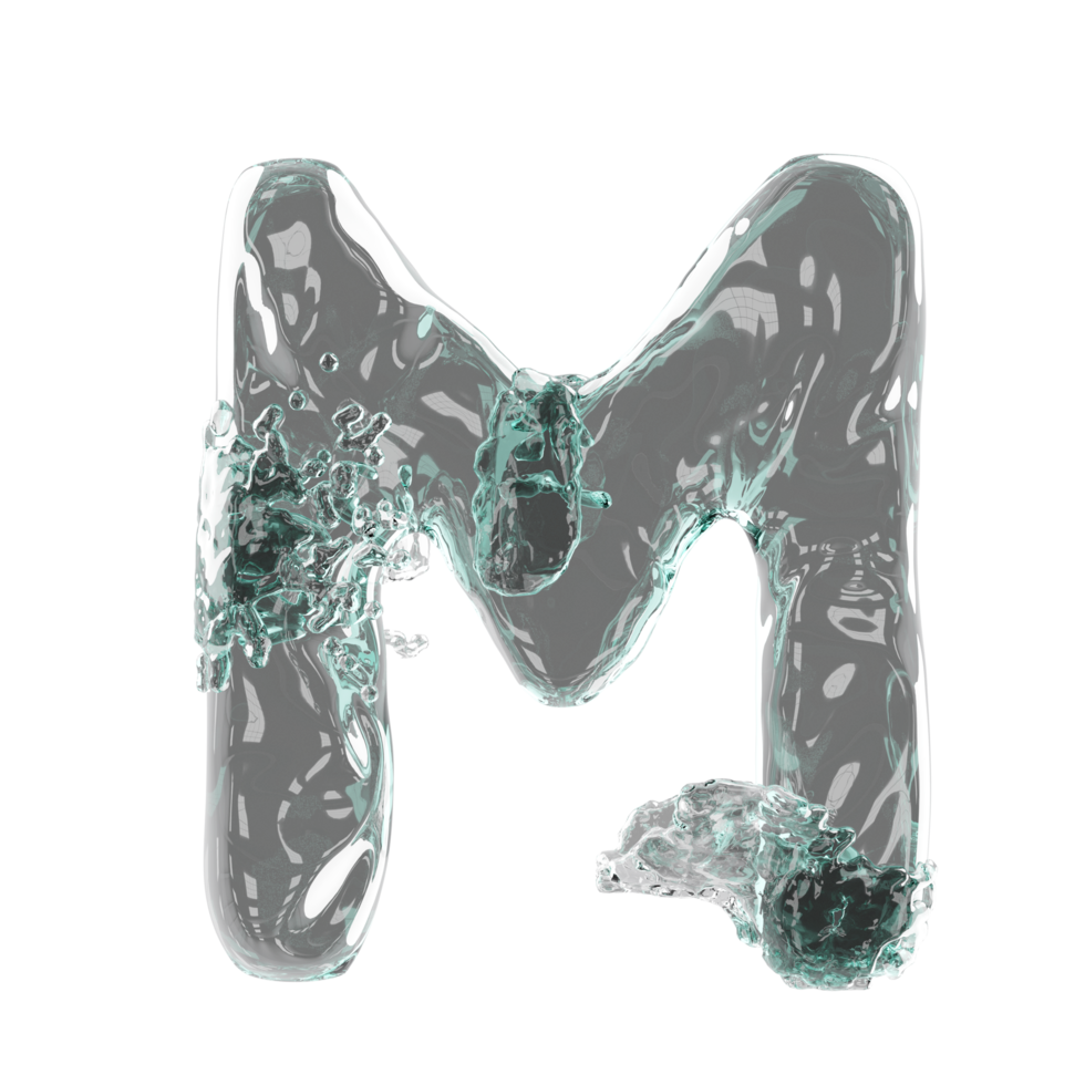 letter logo design water alphabet isolated. 3d illustration render png