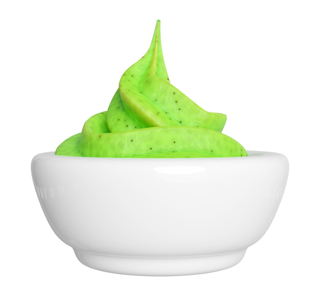 wasabi sauce with bowl, japanese food isolated concept, 3d render illustration png