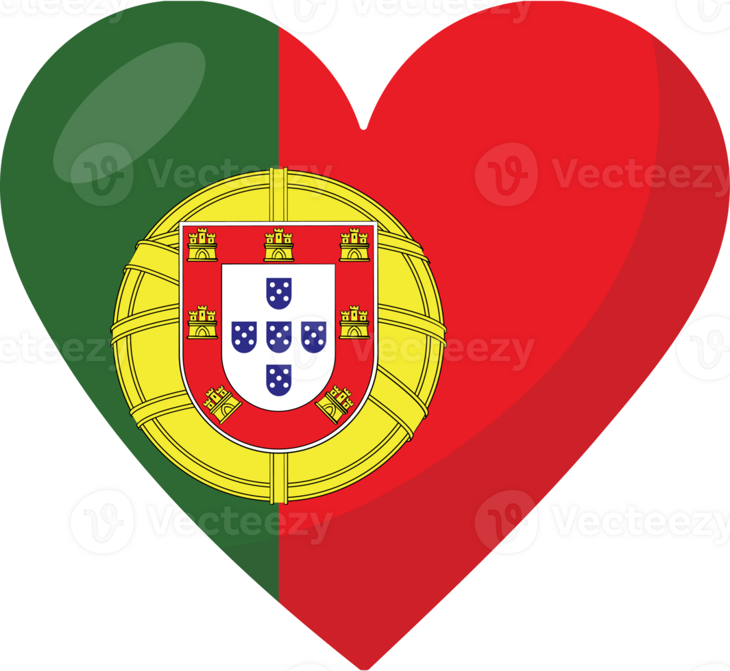 Portugal flag heart 3D style. png