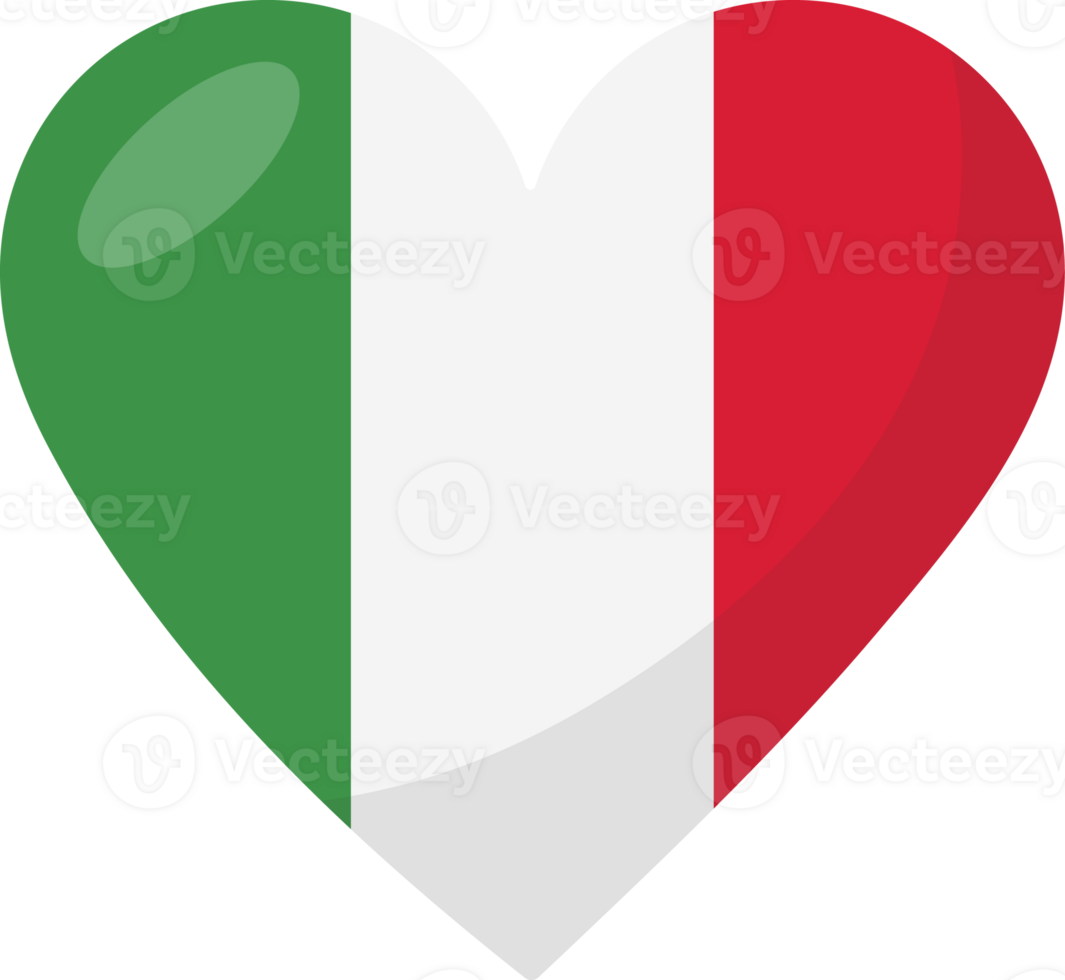 Italy flag heart 3D style. png