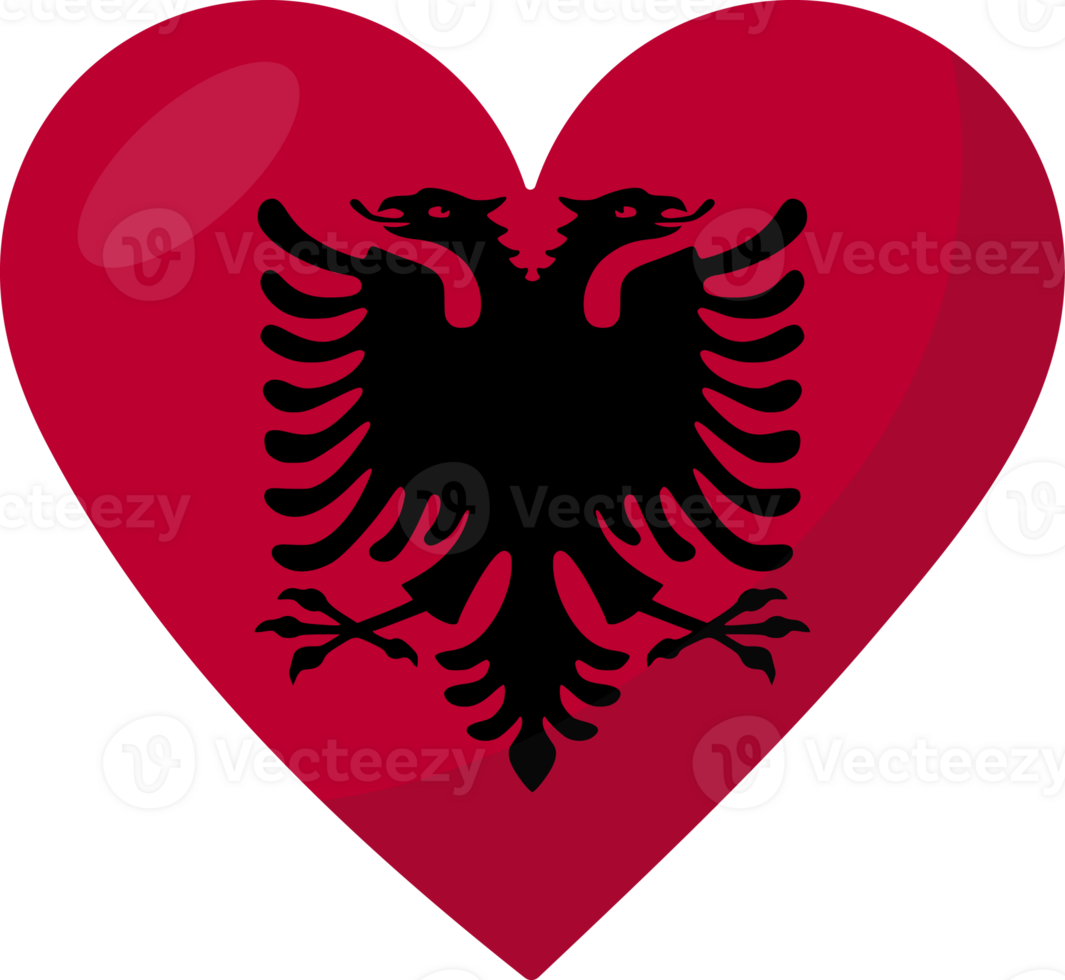 Albania flag heart 3D style. png