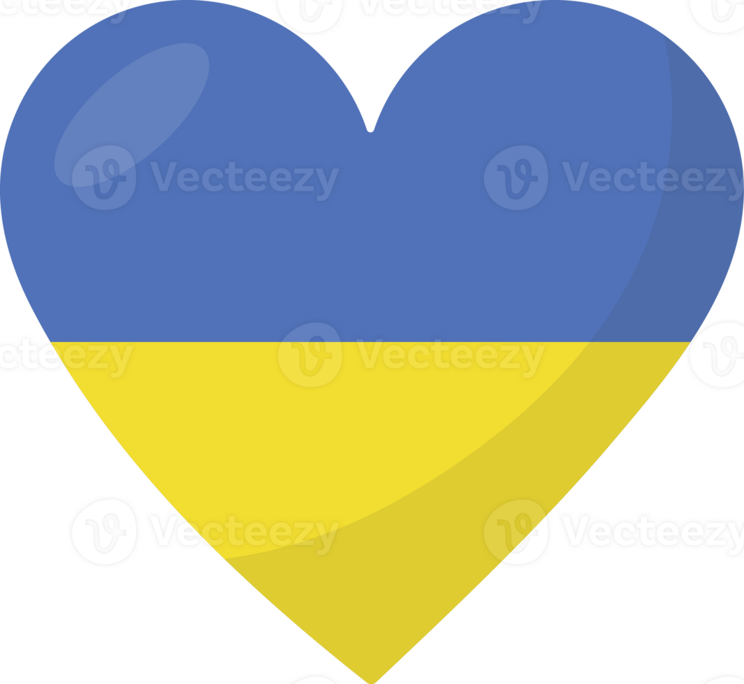 Ukraine flag heart 3D style. png