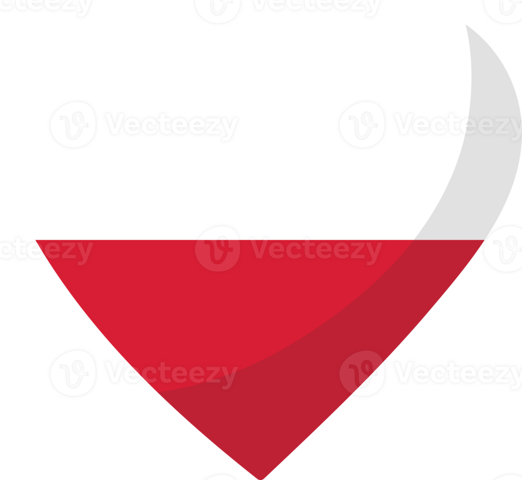Poland flag heart 3D style. png