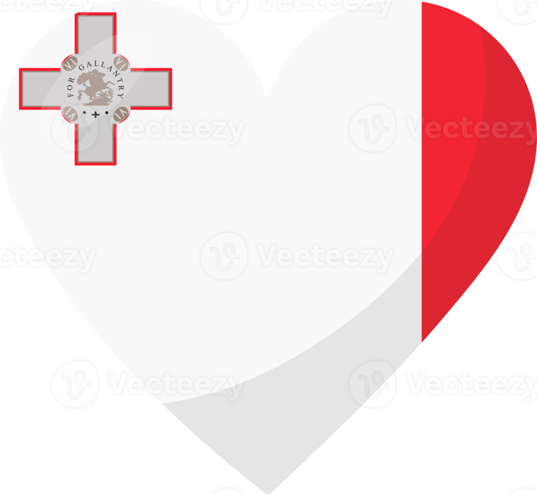 Malta flag heart 3D style. png