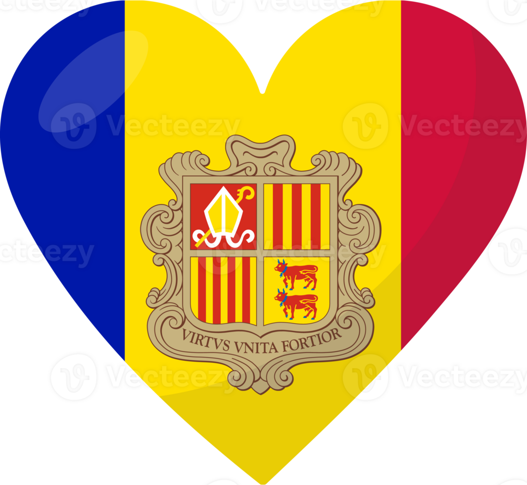 Andorra flag heart 3D style. png