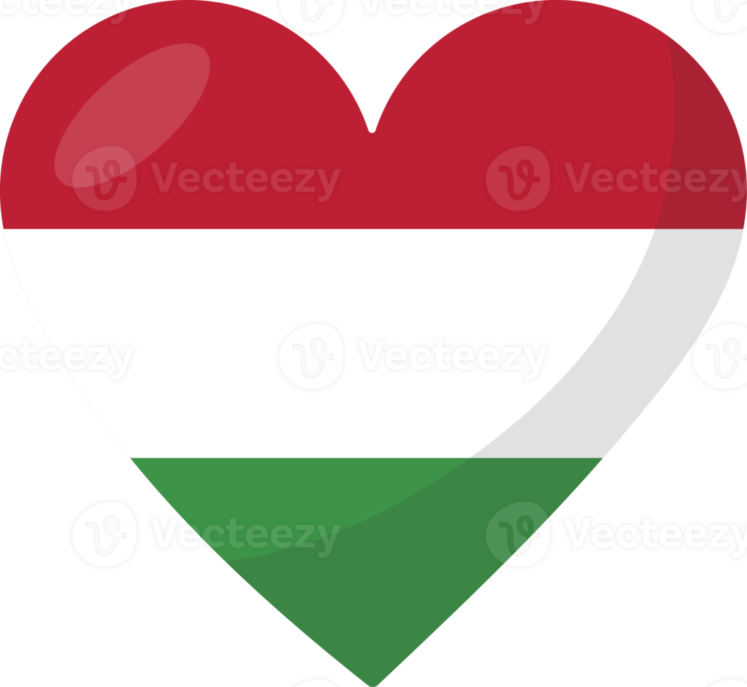 Hungary flag heart 3D style. png