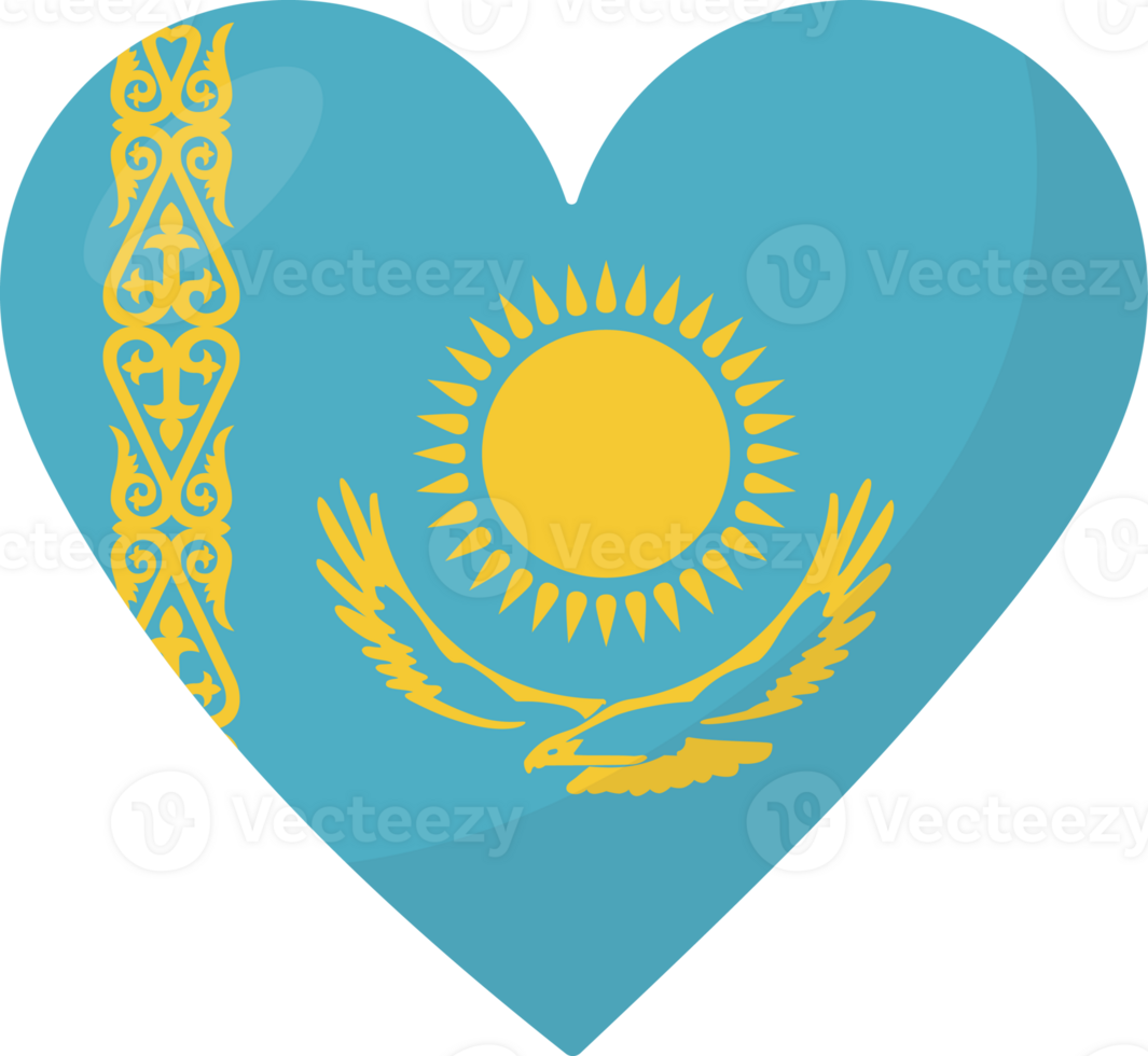 Kazakhstan flag heart 3D style. png
