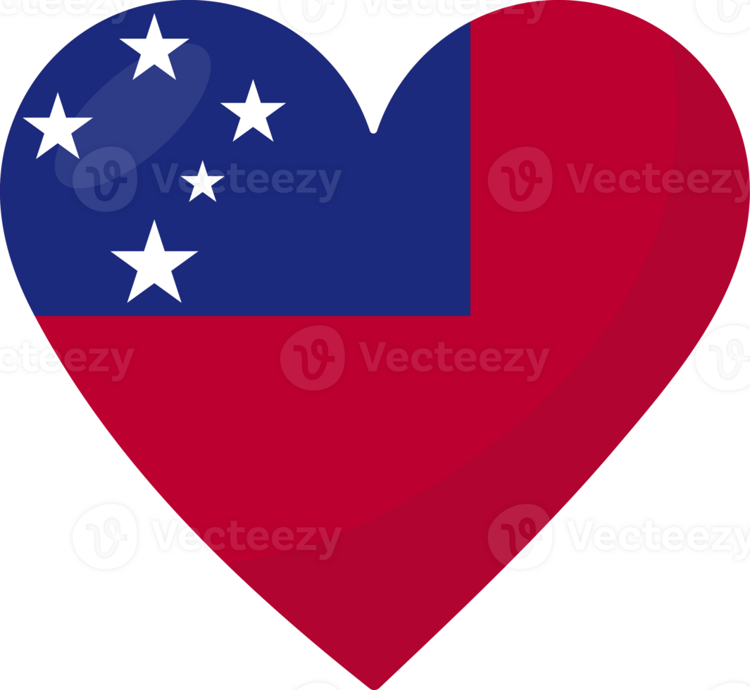 Samoa flag heart 3D style. png