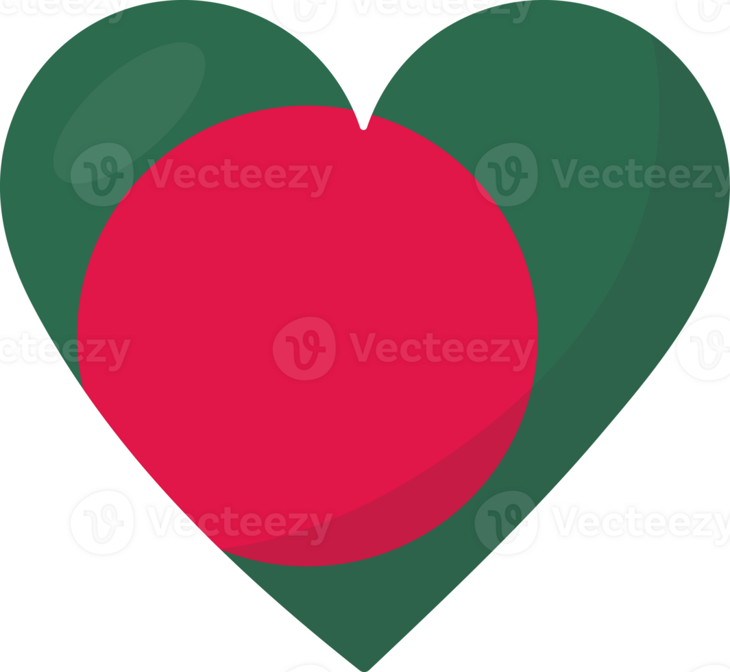 Bangladesh flag heart 3D style. png
