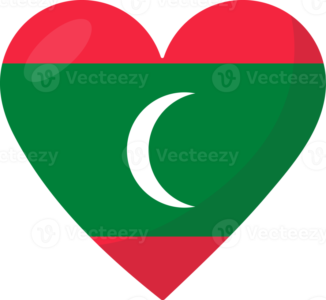 Maldives flag heart 3D style. png