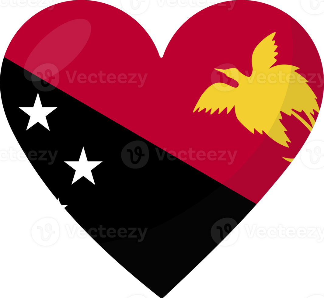Papua New Guinea flag heart 3D style. png