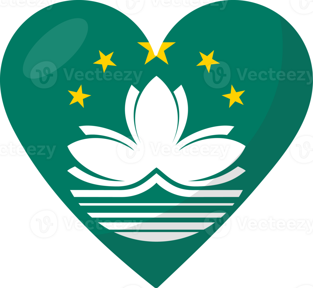 Macau flag heart 3D style. png