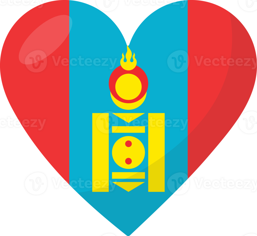 Mongolia flag heart 3D style. png