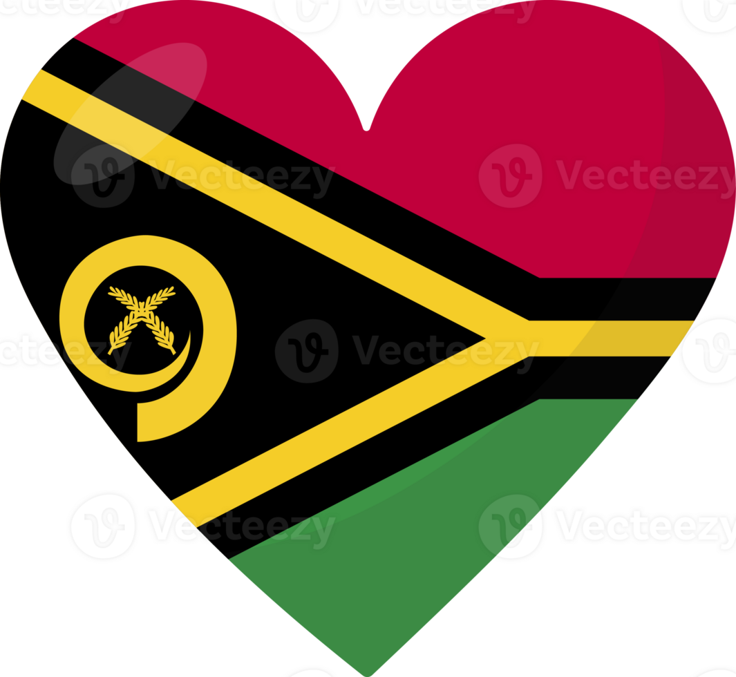 Vanuatu flag heart 3D style. png