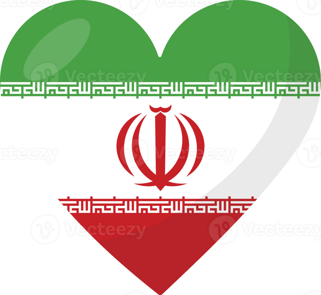 Iran flag heart 3D style. png