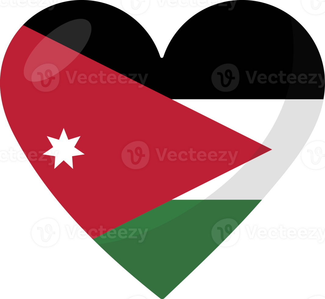 Jordan flag heart 3D style. png