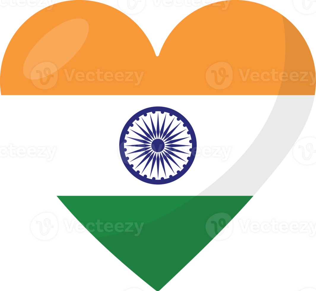 India flag heart 3D style. png