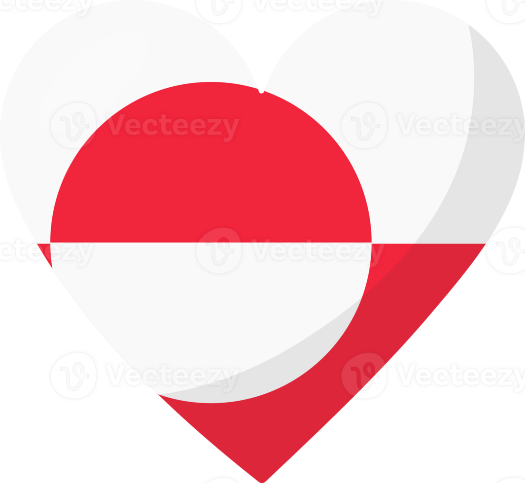 Greenland flag heart 3D style. png