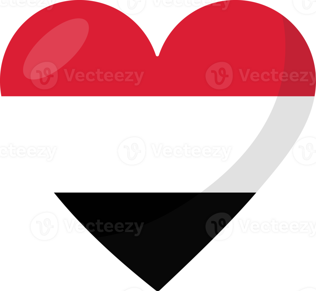 Yemen flag heart 3D style. png