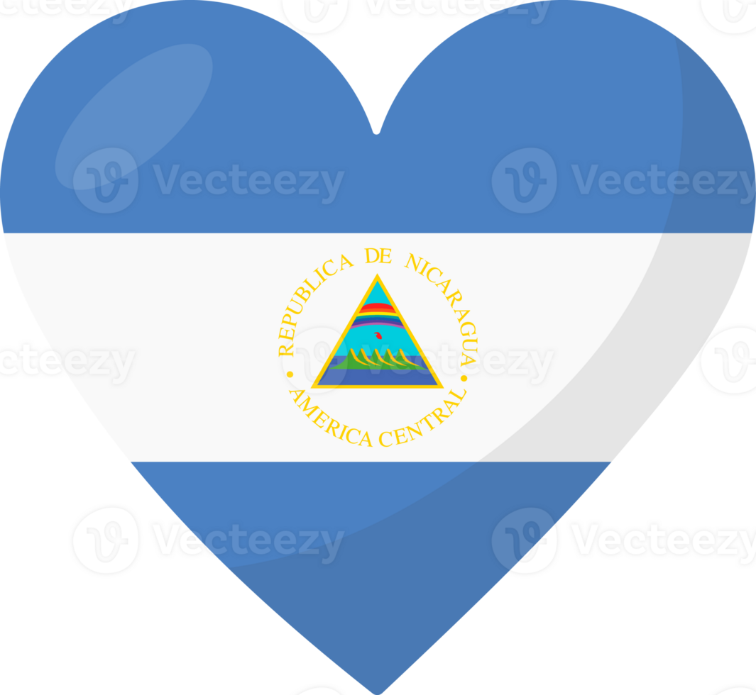 Nicaragua flag heart 3D style. png