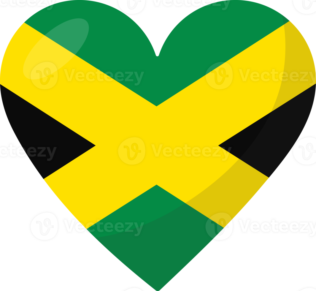 Jamaica flag heart 3D style. 38463458 PNG