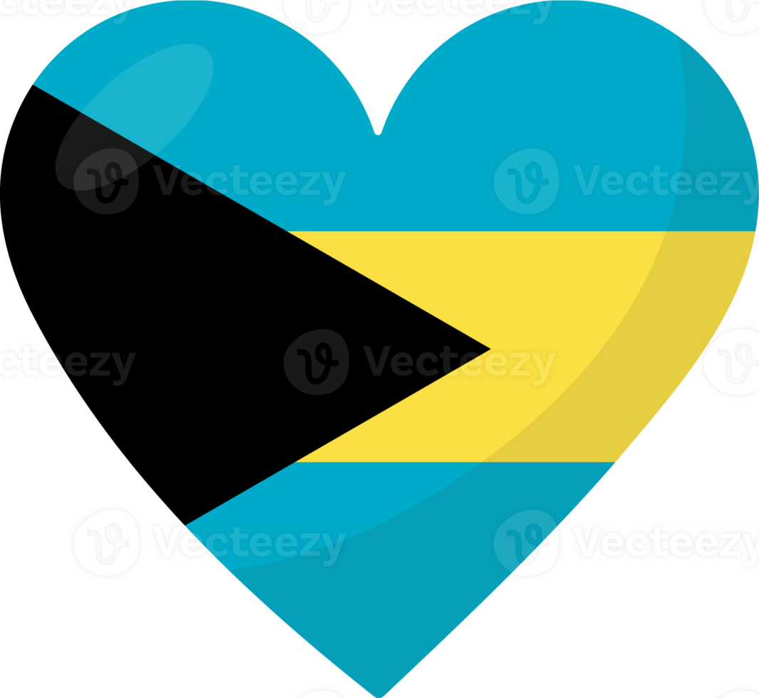 Bahamas flag heart 3D style. png