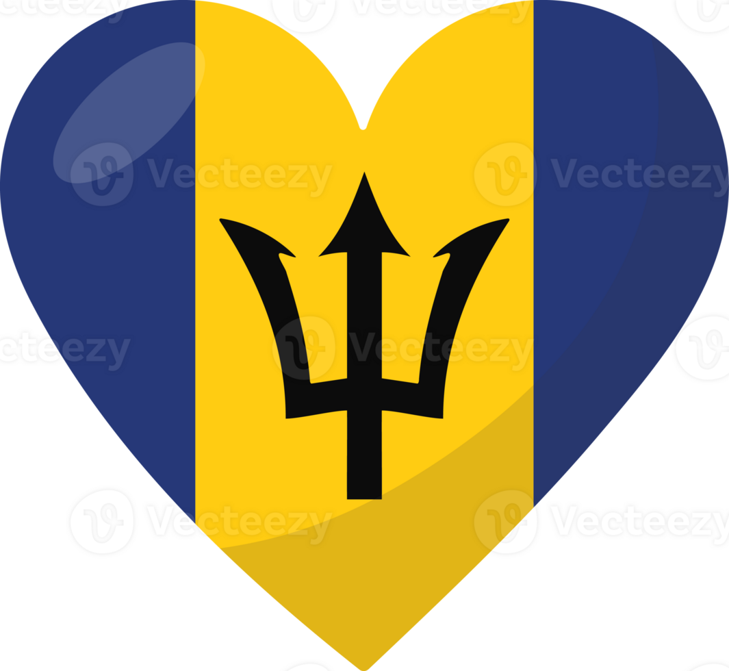 Barbados flag heart 3D style. png