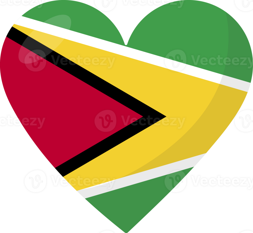 Guyana flag heart 3D style. png