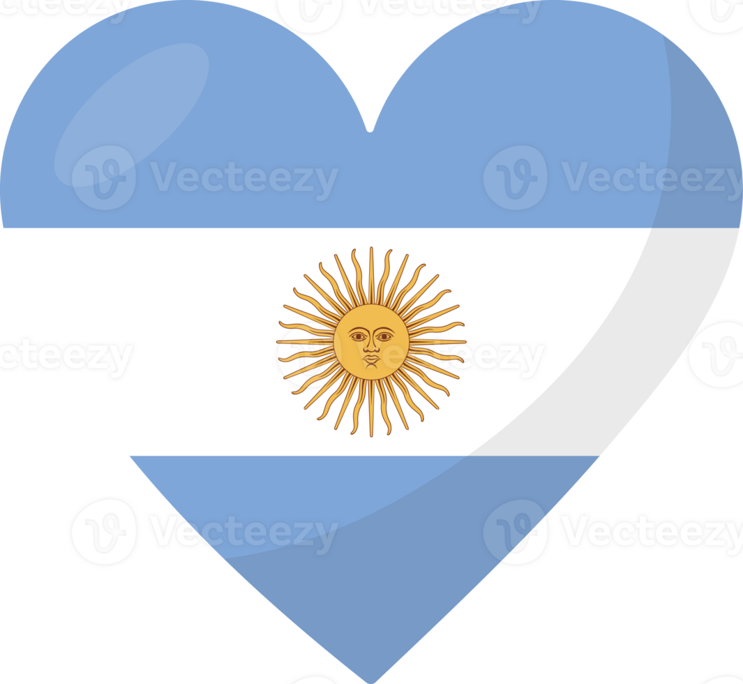 Argentina flag heart 3D style. png
