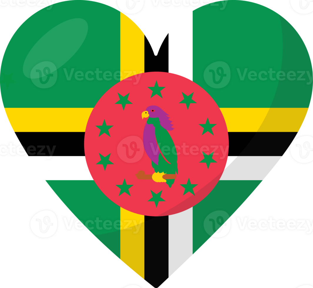 Dominica flag heart 3D style. png