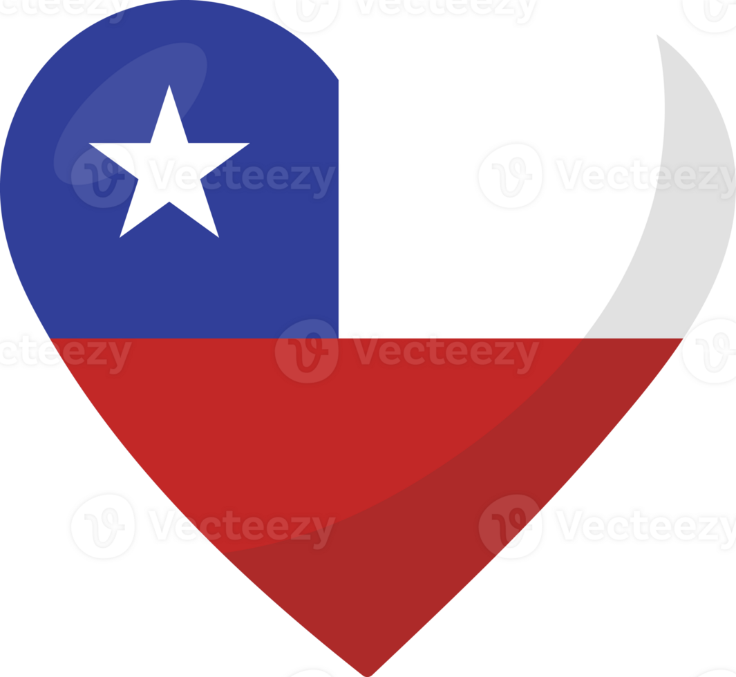 Chile flag heart 3D style. png