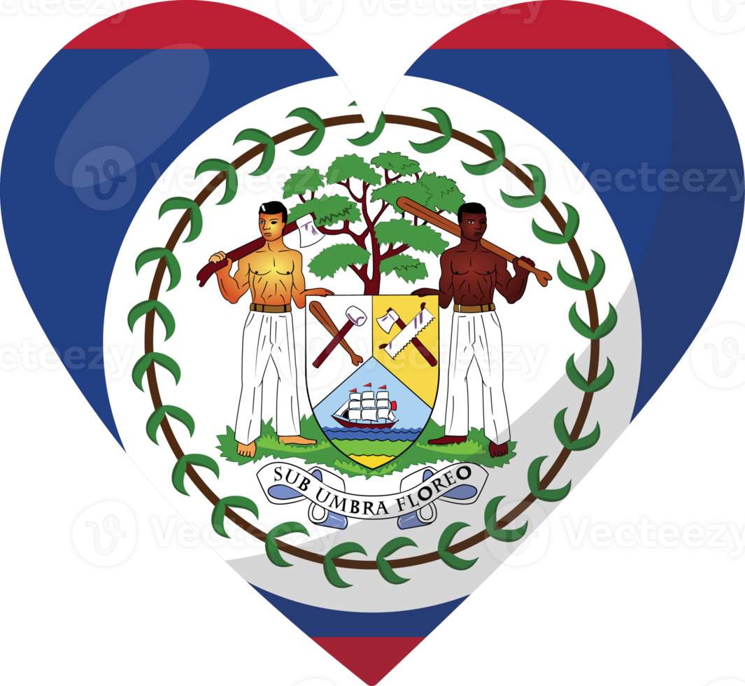 Belize flag heart 3D style. png