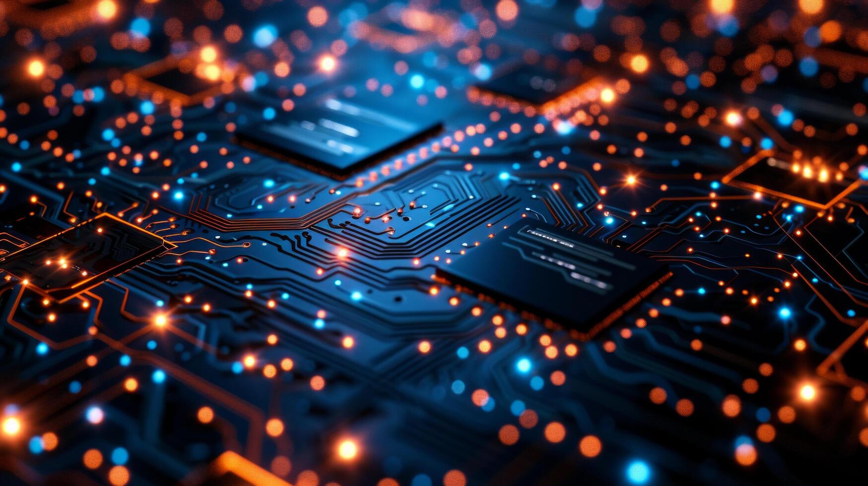 AI generated Minimalistic circuit board patterns on a bold, tech-themed background photo