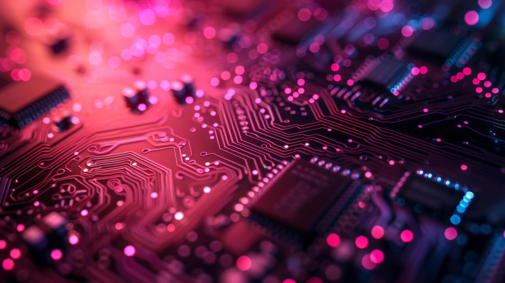 AI generated Minimalistic circuit board patterns on a bold, tech-themed background photo