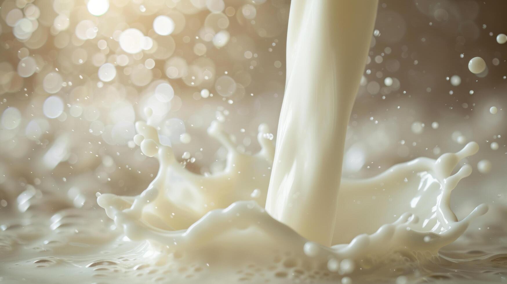 AI generated A creamy swirl of milk pours into a glass, creating an ethereal galaxy of white photo