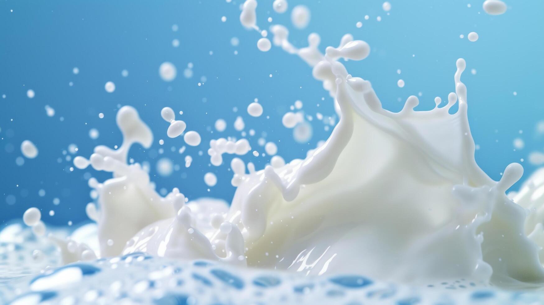 AI generated Milk splashes and forms intricate patterns as it collides with a surface photo