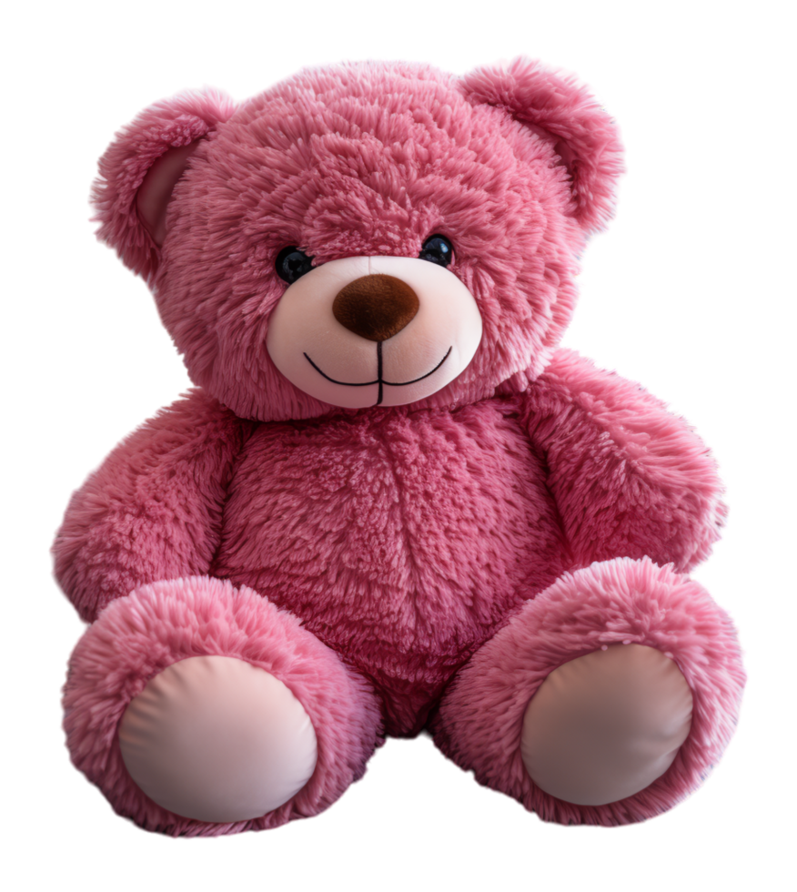 AI generated Adorable cute pink teddy bear, cutout design isolated on transparent background, generative ai png