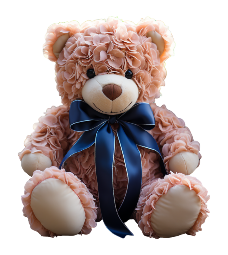 AI generated Adorable cute pink teddy bear, cutout design isolated on transparent background, generative ai png
