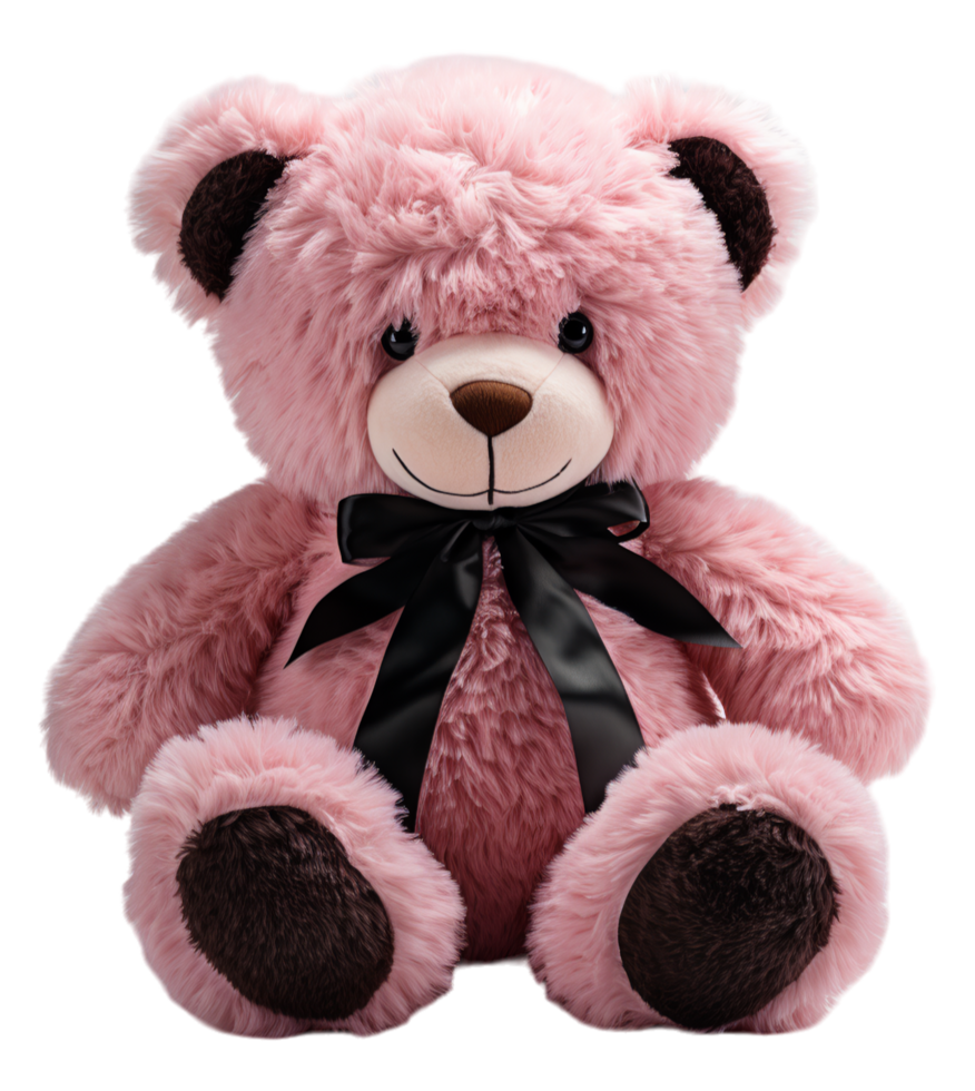 AI generated Adorable cute pink teddy bear, cutout design isolated on transparent background, generative ai png