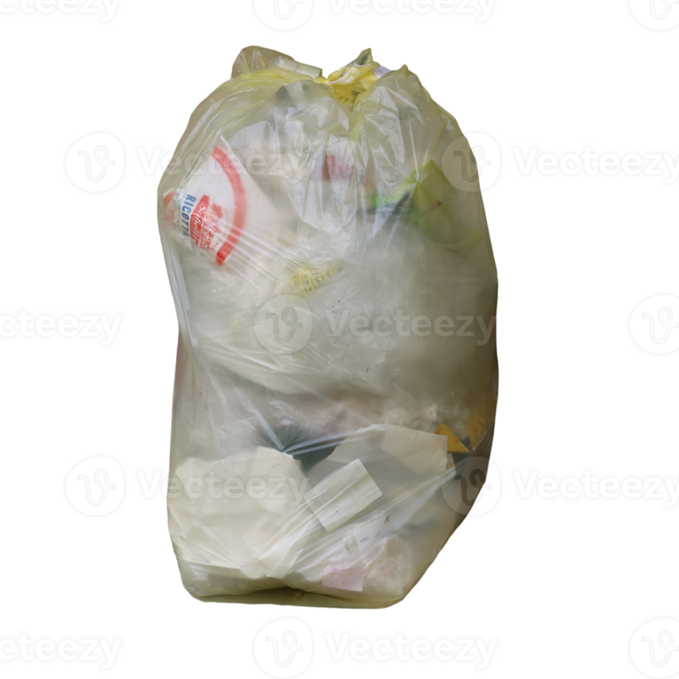 transparent plastic bag with food waste- png